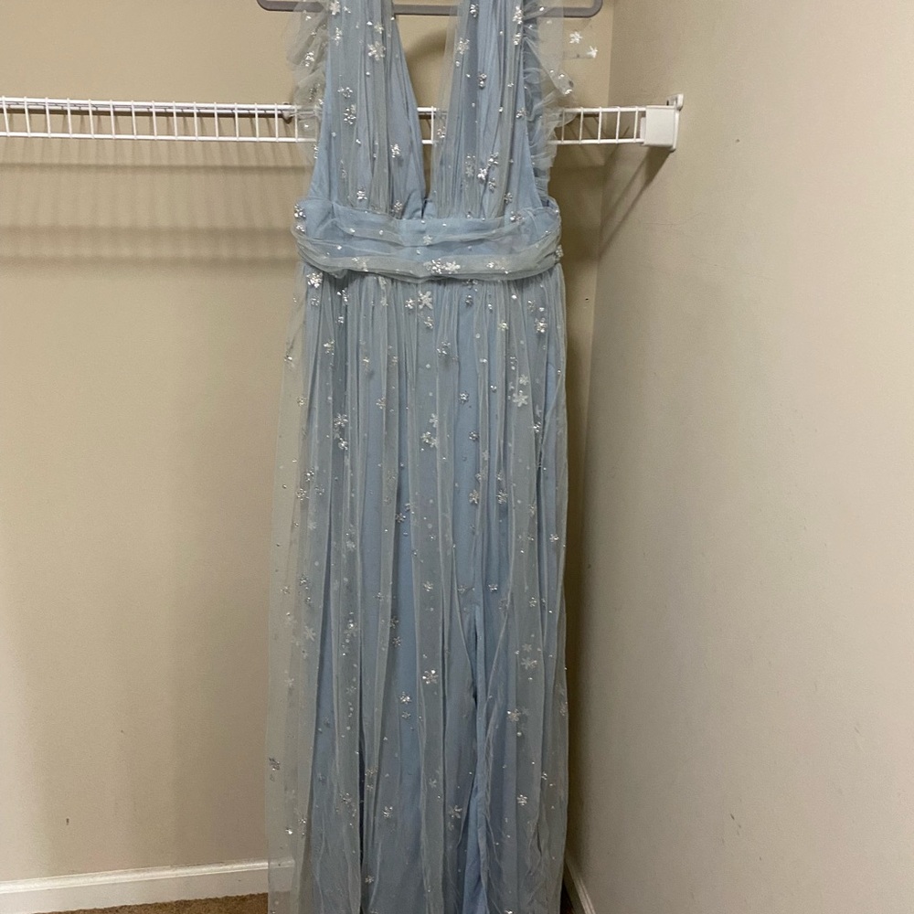 Lulu's Light Blue Maxi Dress with Star Accents